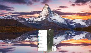 Screenshot of a Windows 11 desktop with StartAllBack Start menu in Windows 7 style