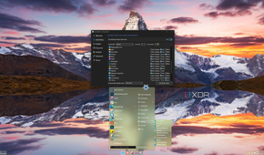 Screenshot of a Windows 11 desktop with StartAllBack Start menu showing a menu list for the Settings app