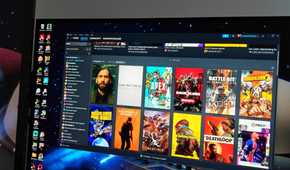 An image showing Steam client running on a gaming monitor.