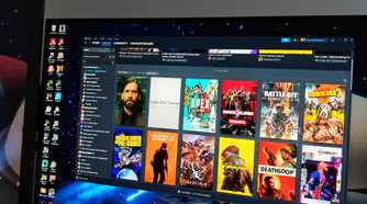 An image showing Steam client running on a gaming monitor.