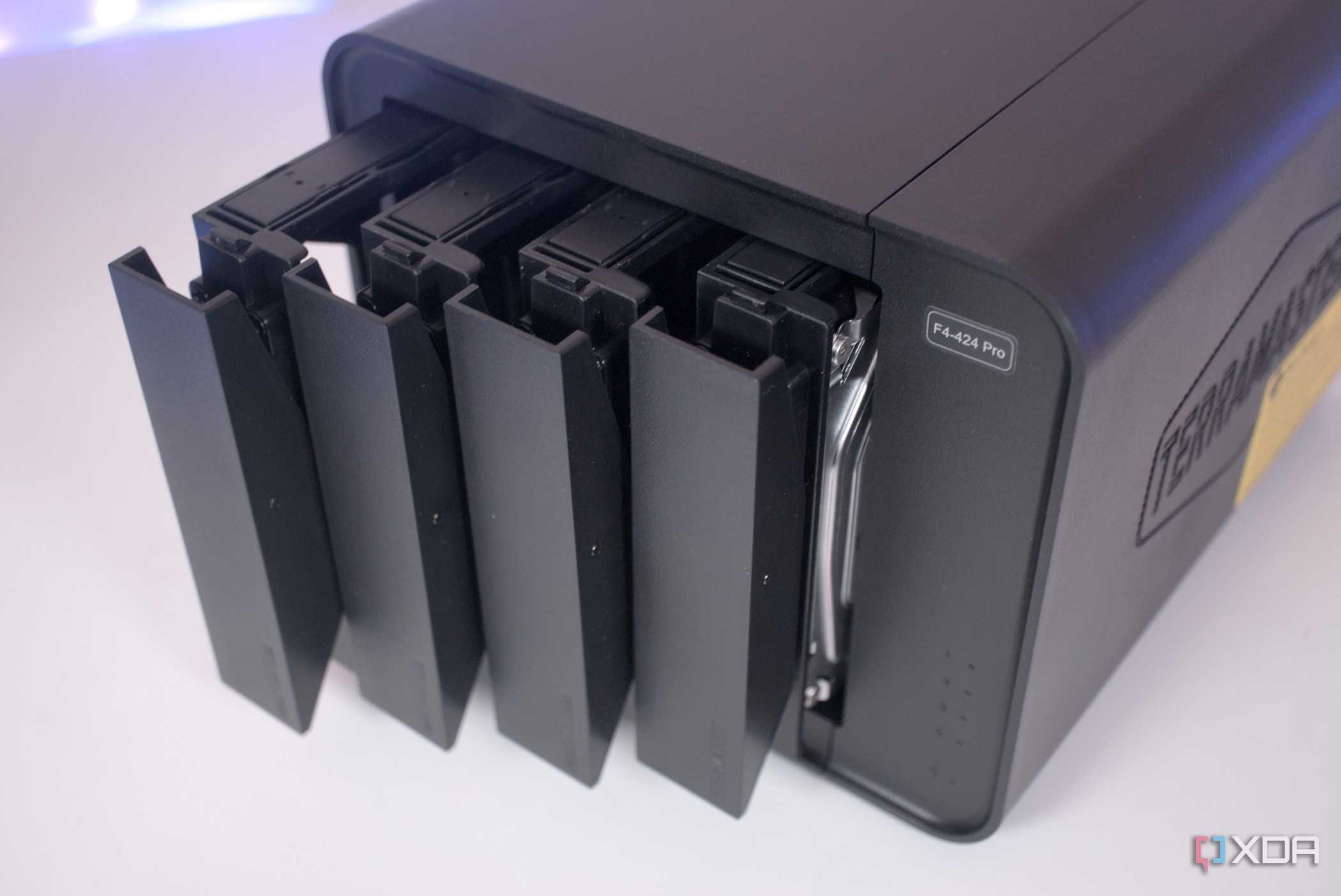 TerraMaster F4-424 Pro with its bays open