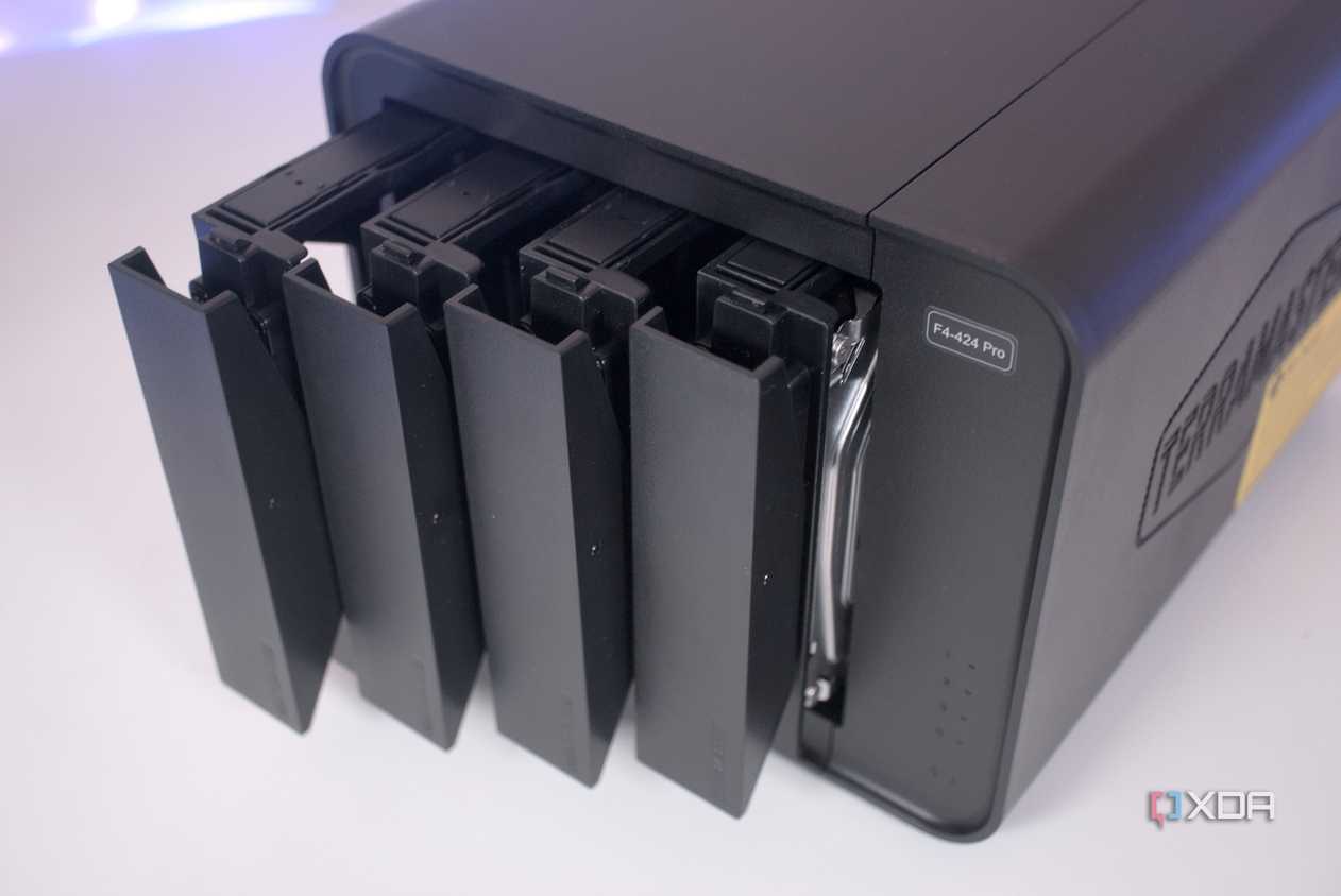 TerraMaster F4-424 Pro with its bays open