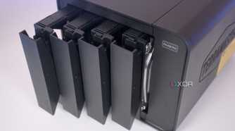 TerraMaster F4-424 Pro with its bays open