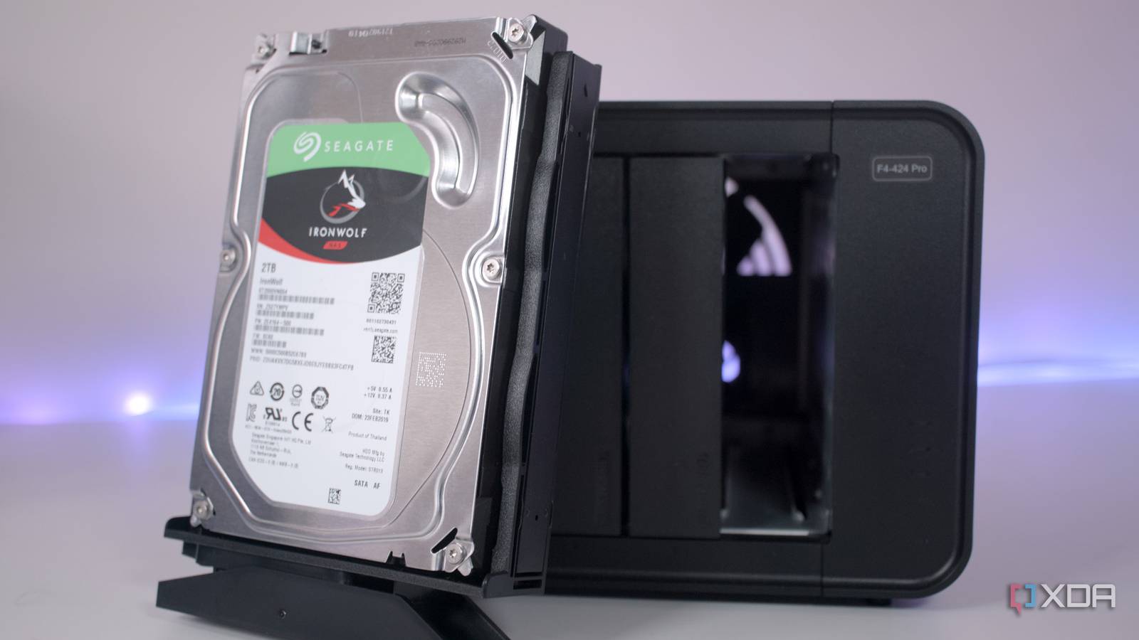 HDD in front of the TerraMaster F4-424 Pro