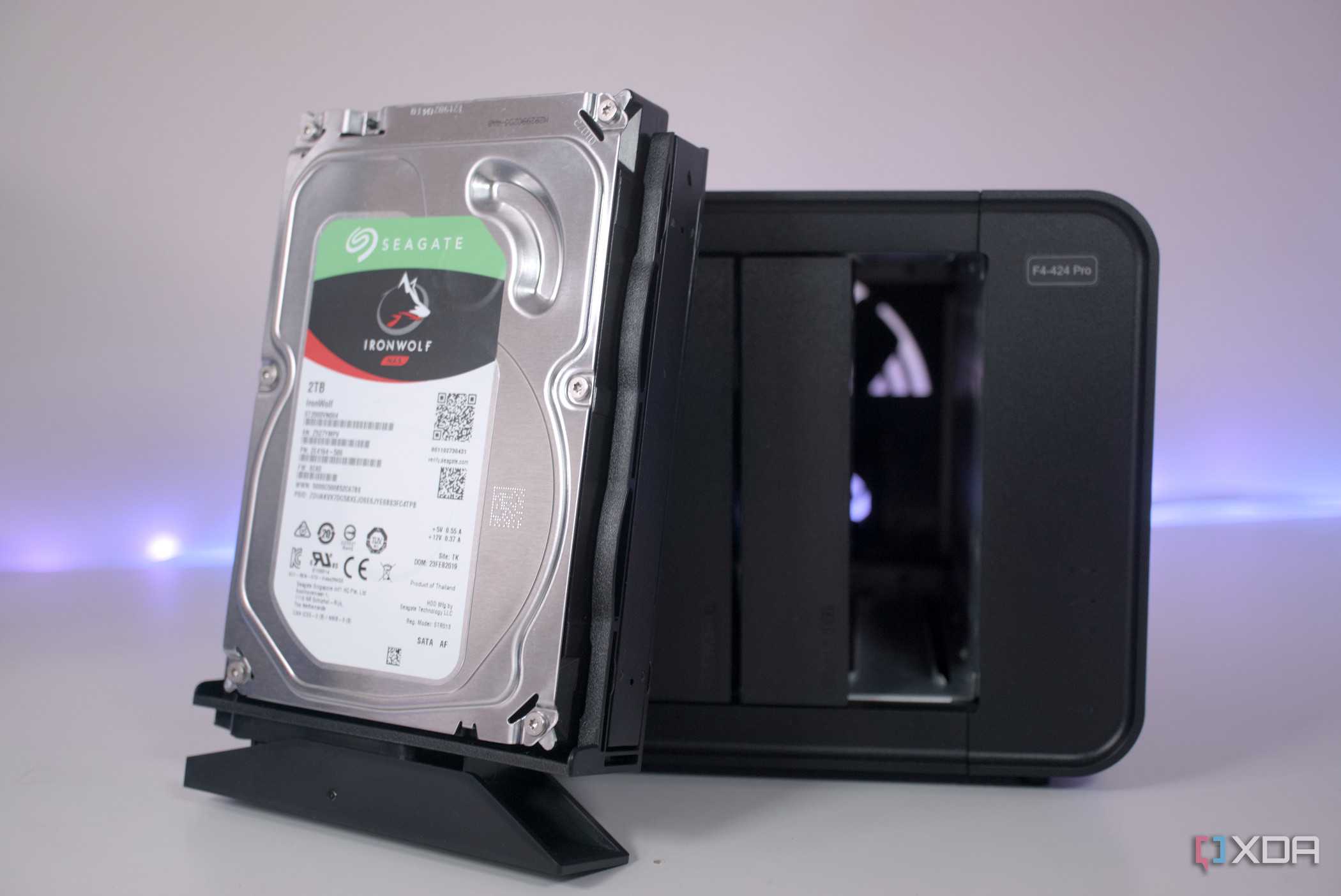 HDD in front of the TerraMaster F4-424 Pro