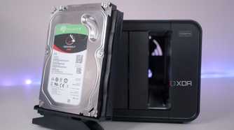 HDD in front of the TerraMaster F4-424 Pro