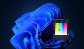 Screenshot of Windows 11 with a transparent taskbar and a TranslucentTB color picker