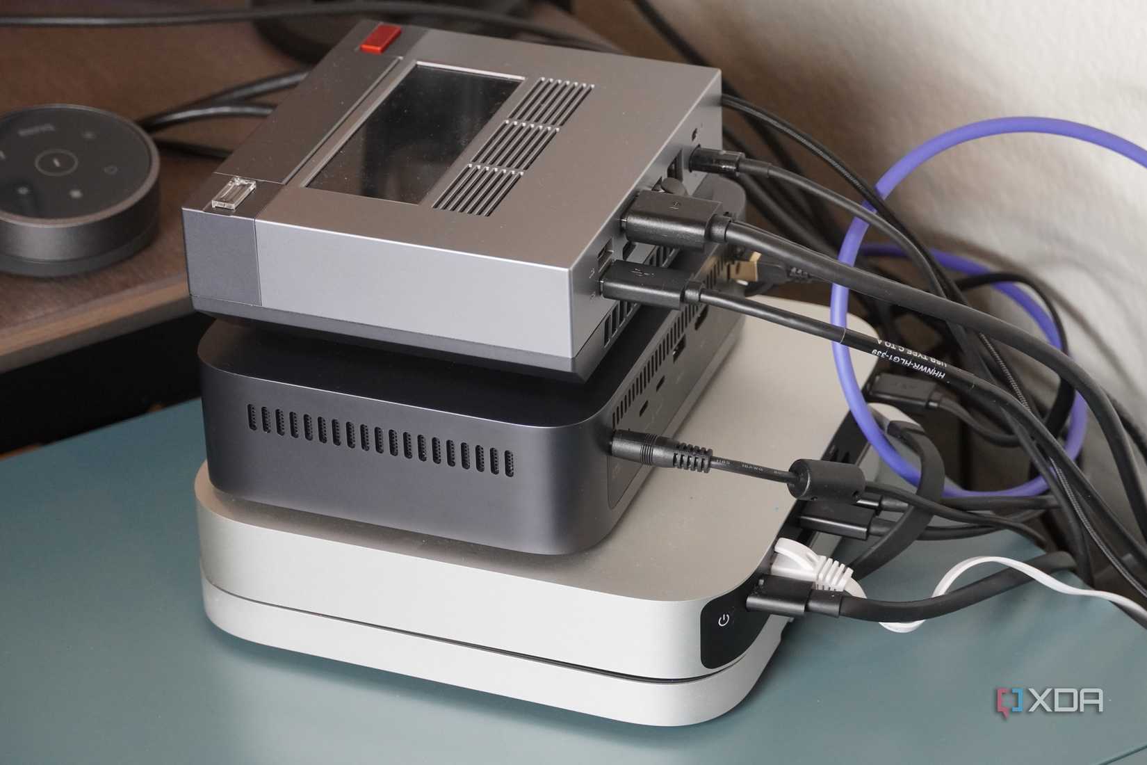Cables coming out of the Ugreen NAS.