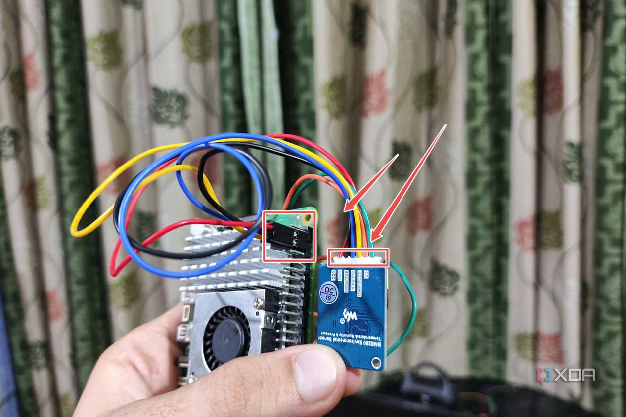 The pin setup to connect a Waveshare BME280 sensor to the Raspberry Pi 5