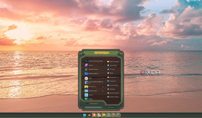 A Start11 Start menu customized by WindowBlinds with a custom theme inspired by Doom Eternal