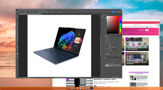 Screenshot of a two apps open that don't support a WindowBlinds theme. One of the apps is Photoshop, and the close button is invisible.