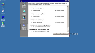 Screenshot of default programs settings in Windows 2000
