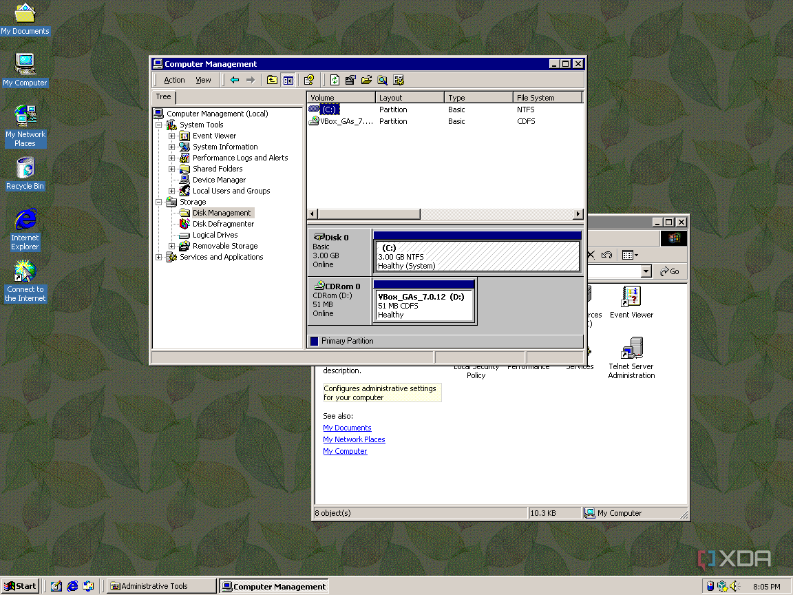 Screenshot of Disk Management in Windows 2000