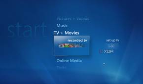 Screenshot of Windows Media Center on Windows Vista