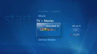 Screenshot of Windows Media Center on Windows Vista