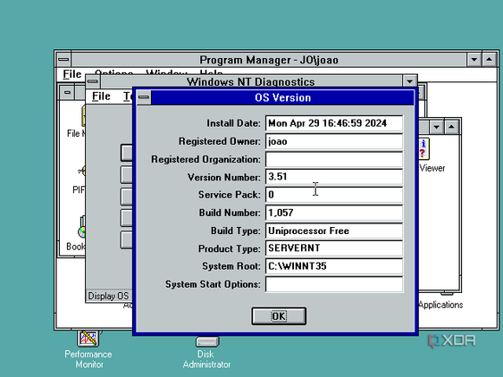 Windows NT about