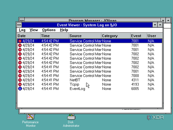 Windows NT Event Viewer