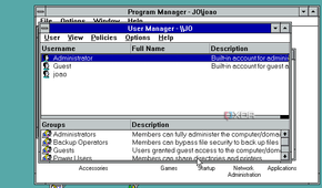 Windows NT user manager