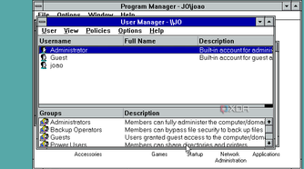 Windows NT user manager