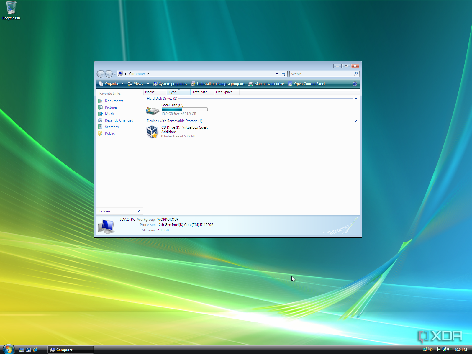 Screenshot of the Computer page in Windows Vista