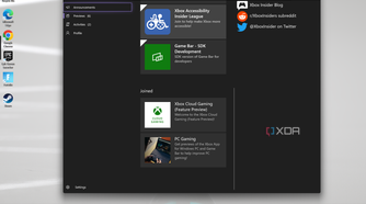 The Xbox Insider Hub app on Windows 11 showing preview options.