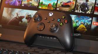 An Xbox Controller on an Alienware Gaming Laptop.