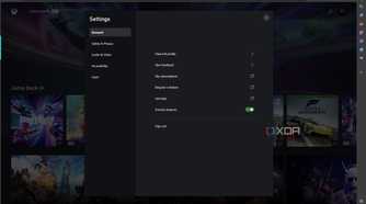 Web settings for Xbox Cloud Gaming.