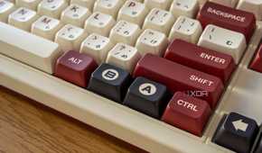 Close-up of the A and B keys on the 8BitDo Retro Mechanical Keyboard