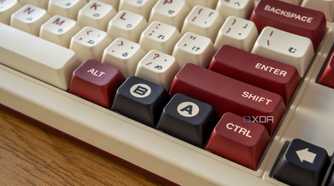 Close-up of the A and B keys on the 8BitDo Retro Mechanical Keyboard