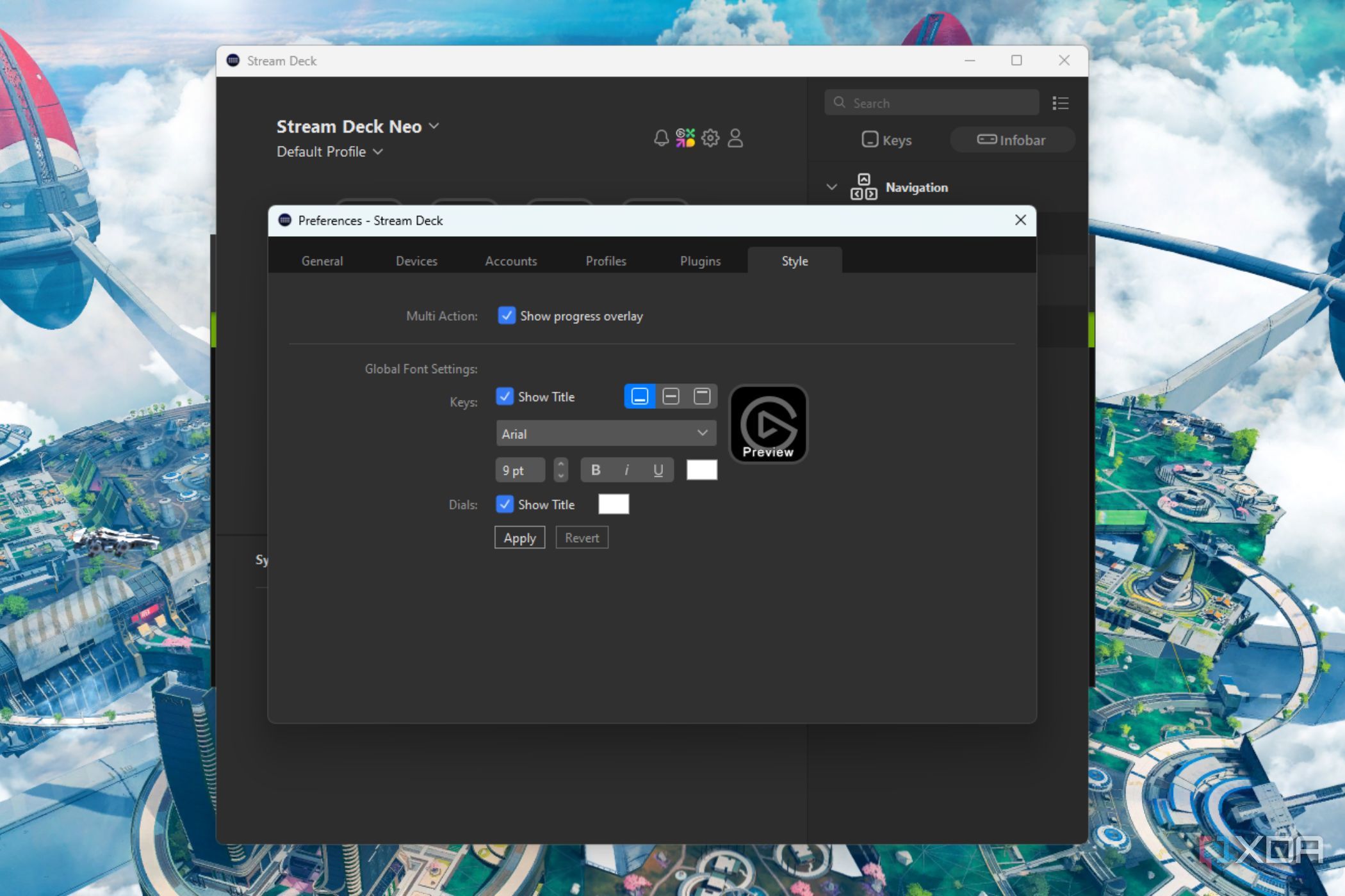 A screenshot showing the style options in Stream Deck Neo software.