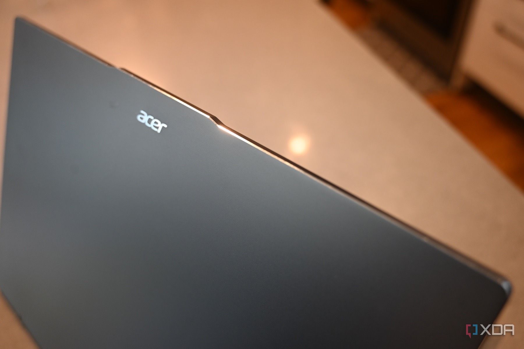 Top down shot of Acer Swift Go 16 (2024) focused on diamond-cut sides