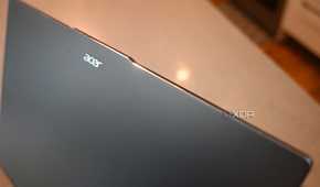 Top down shot of Acer Swift Go 16 (2024) focused on diamond-cut sides