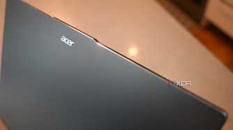 Top down shot of Acer Swift Go 16 (2024) focused on diamond-cut sides