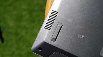 Close up of Acer Swift Go 14 (2024)'s bottom-mounted speaker