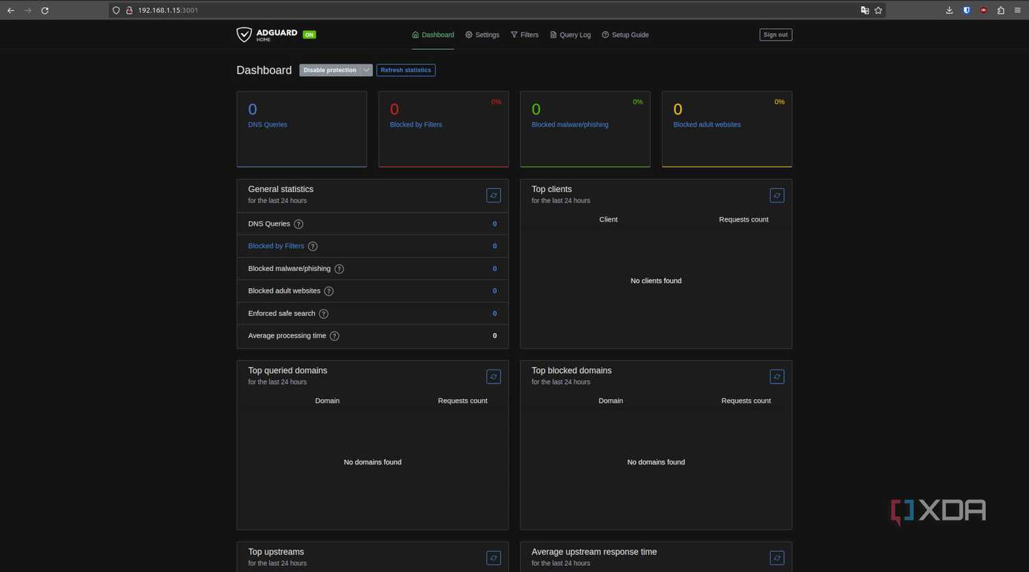 AdGuard admin web dashboard