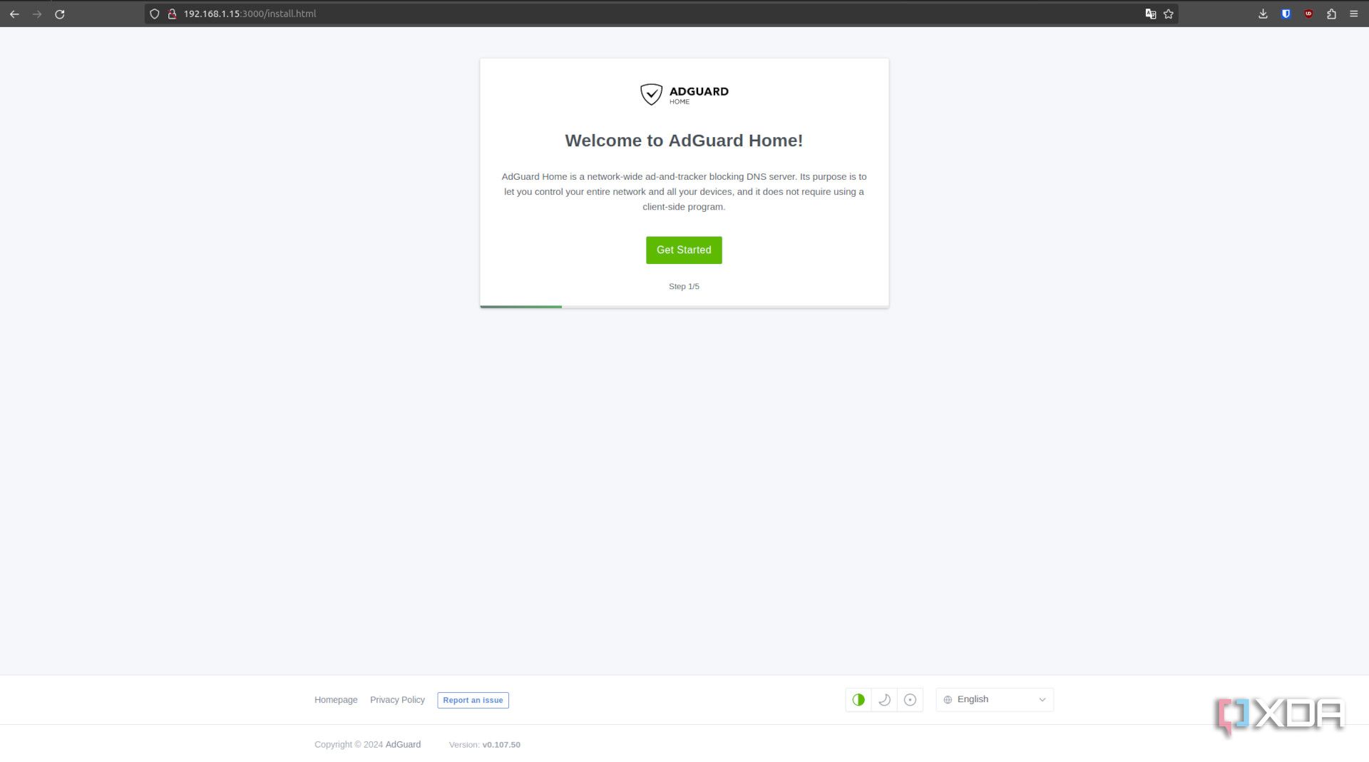 AdGuard installer welcome screen
