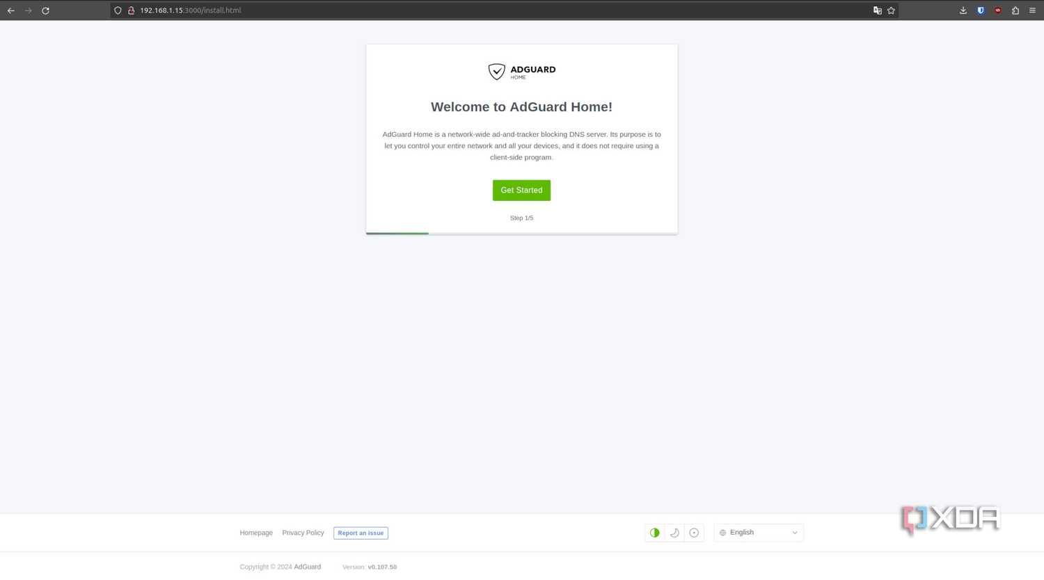 AdGuard installer welcome screen