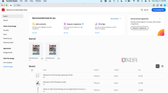 The Adobe Acrobat homepage in macOS.
