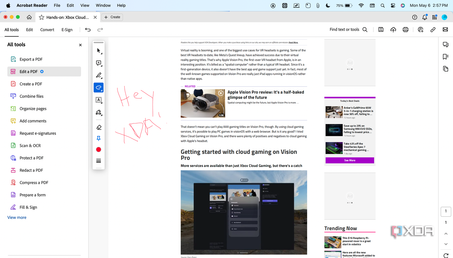 Annotations in Adobe Acrobat.