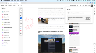 Sharable links in Adobe Acrobat.