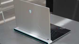 An angled view of the Alienware x16 R2 gaming laptop.