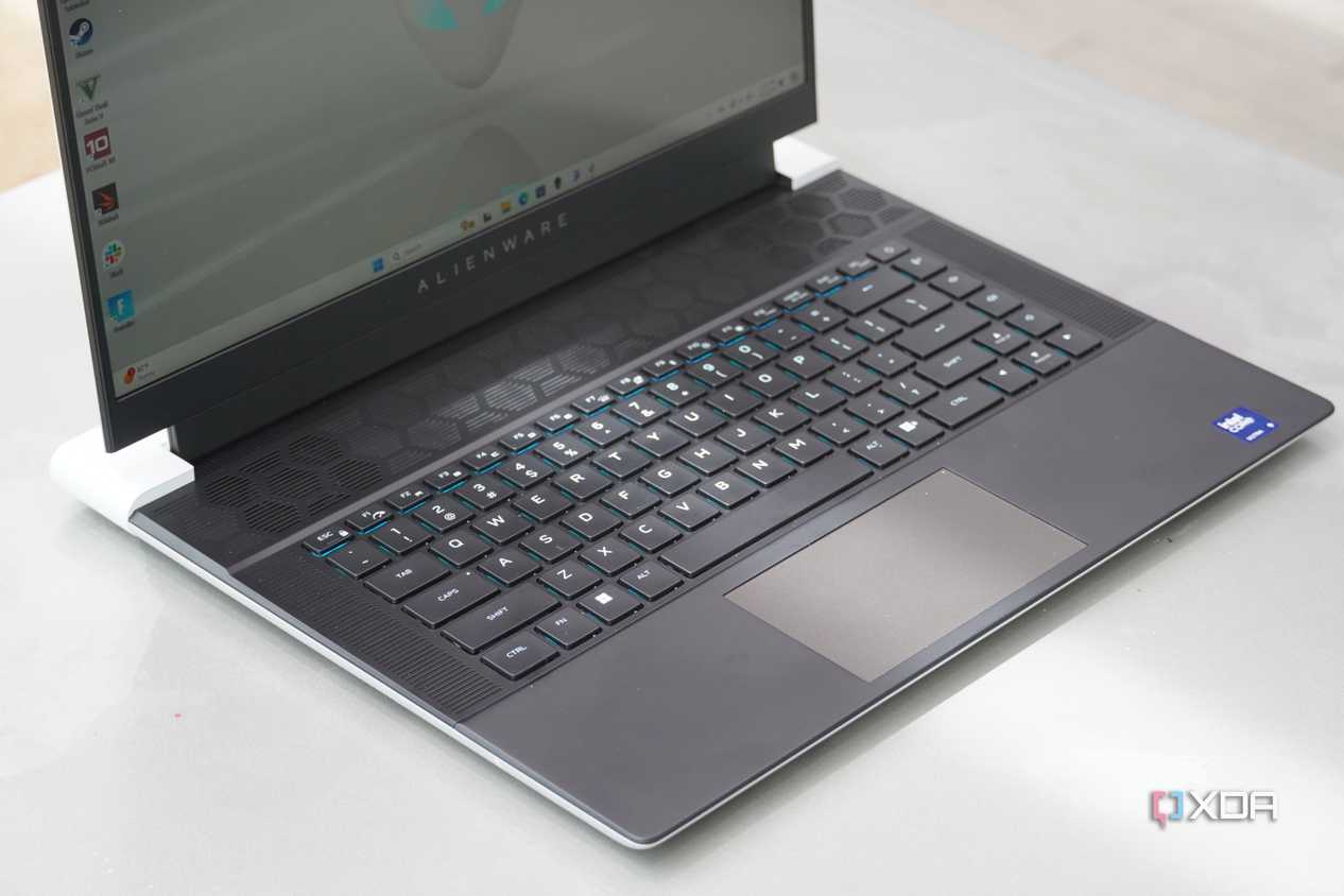 The keyboard on the Alienware x16 R2.