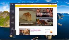 Screenshot of a Portuguese web page in Arc with the tab bar displayed