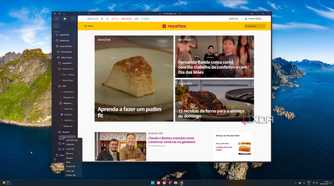 Screenshot of a Portuguese web page in Arc with the tab bar displayed