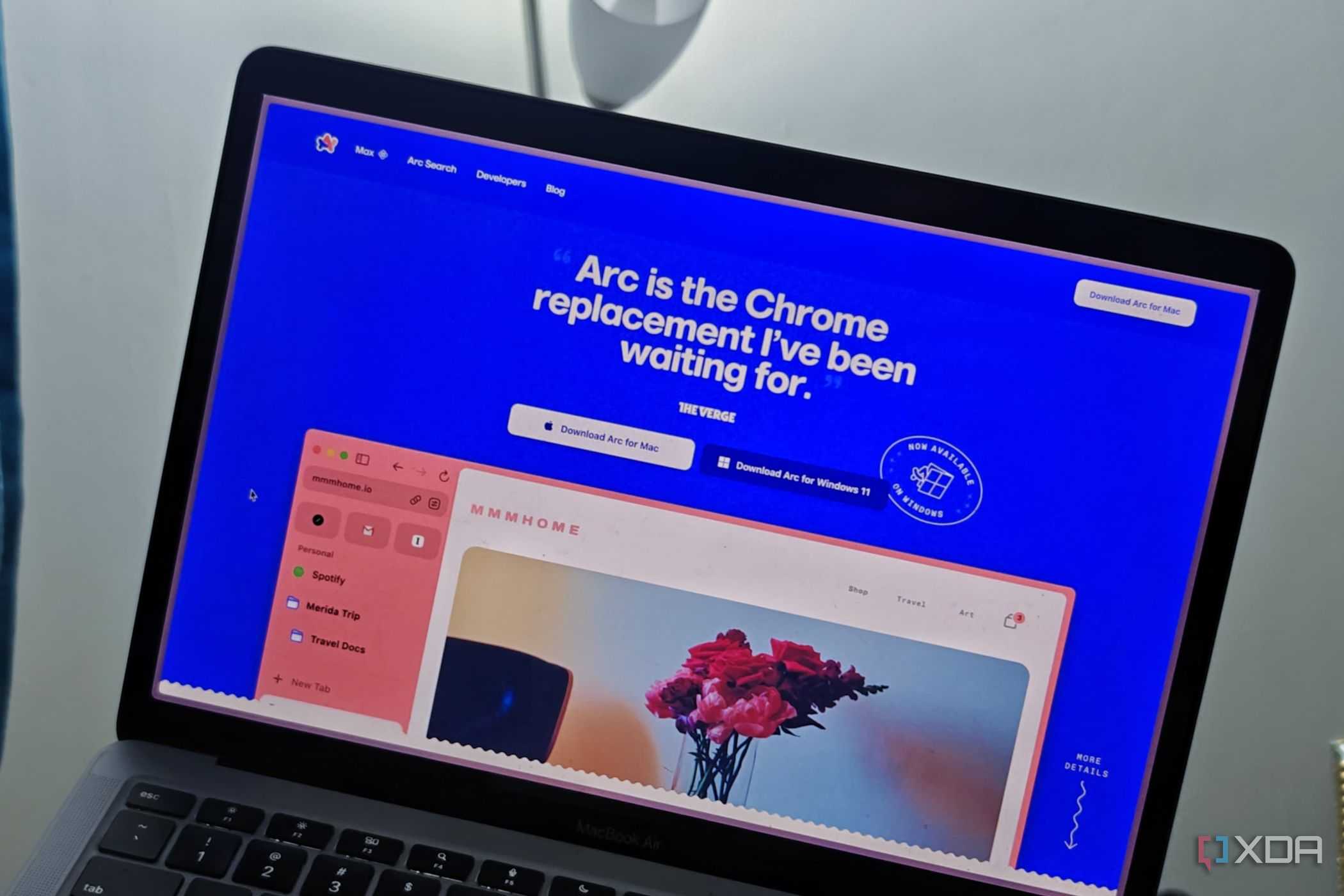 An image showing Arc browser running on a MacBook Air.