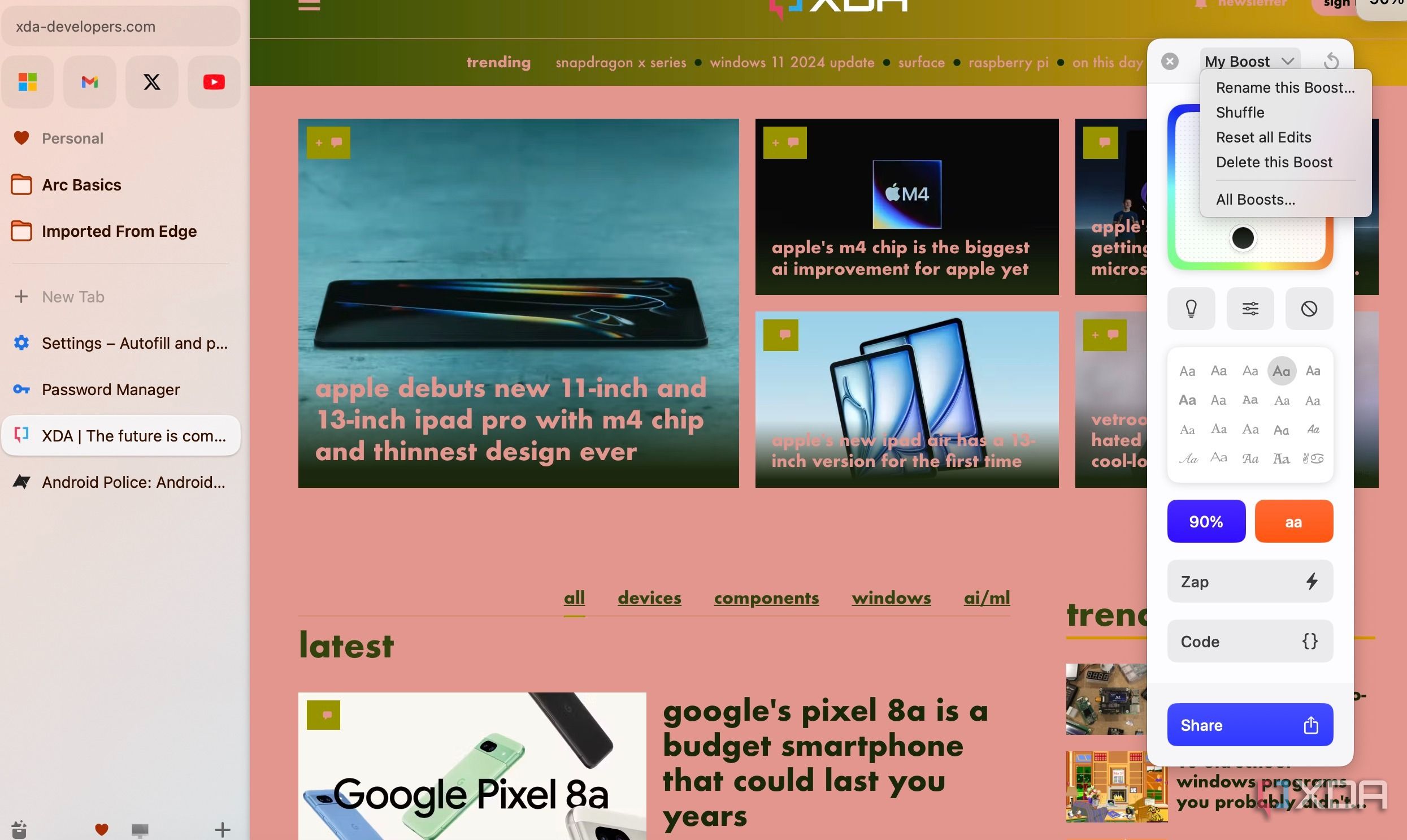 A screenshot showing Arc Boost