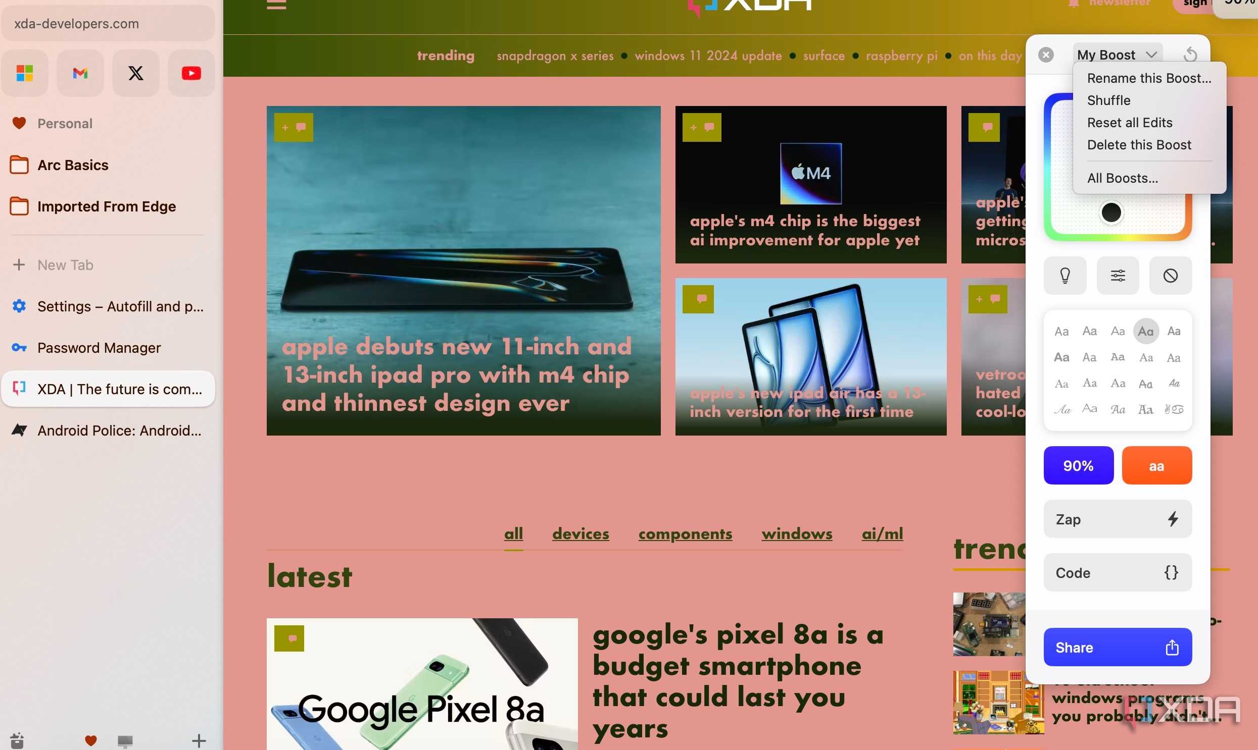 A screenshot showing Arc Boost
