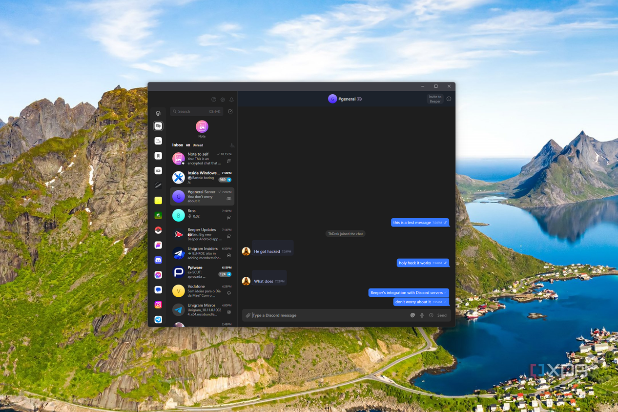 Screenshot of Beeper desktop displaying a chat in a Discord server