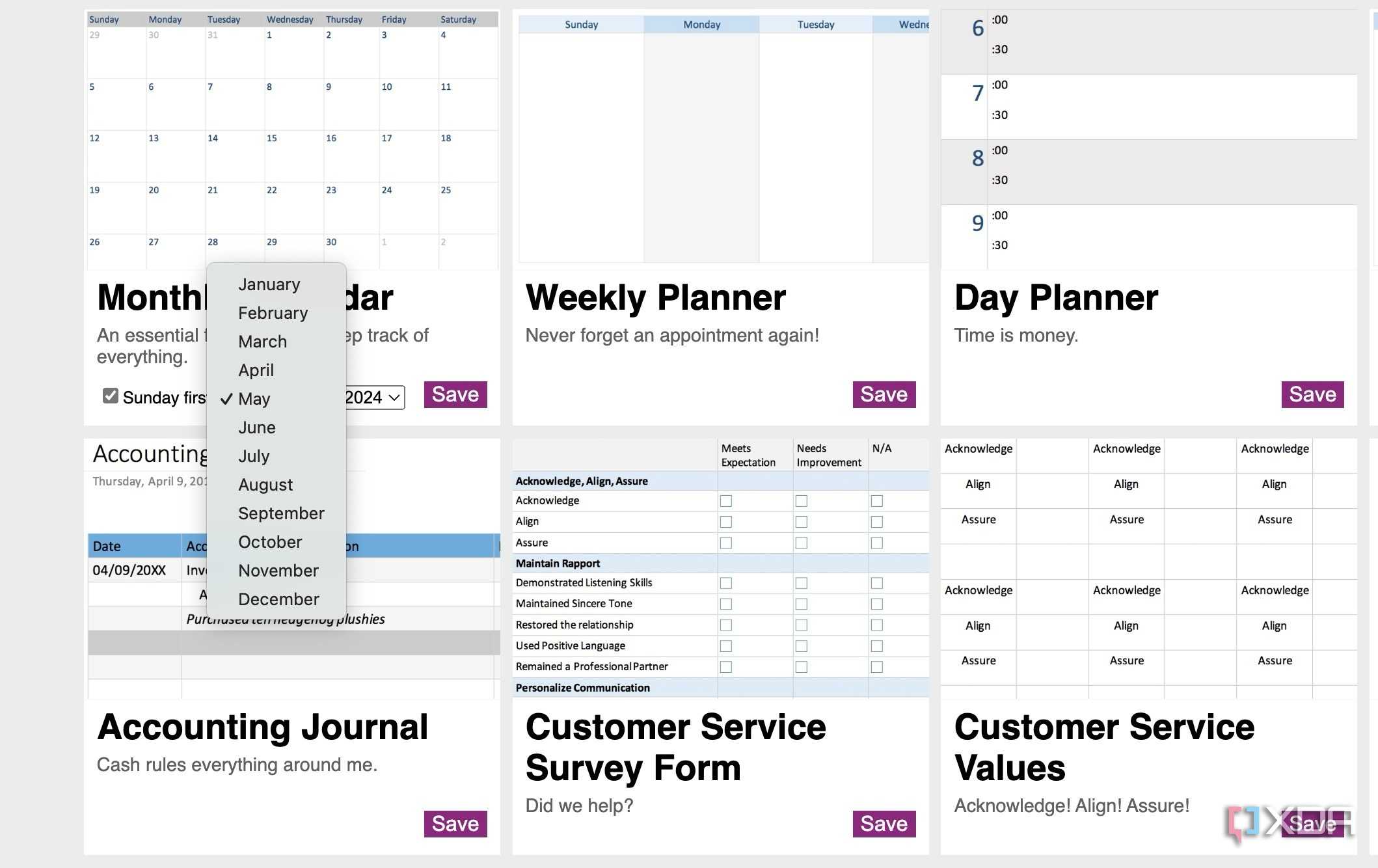select month and year in OneNote