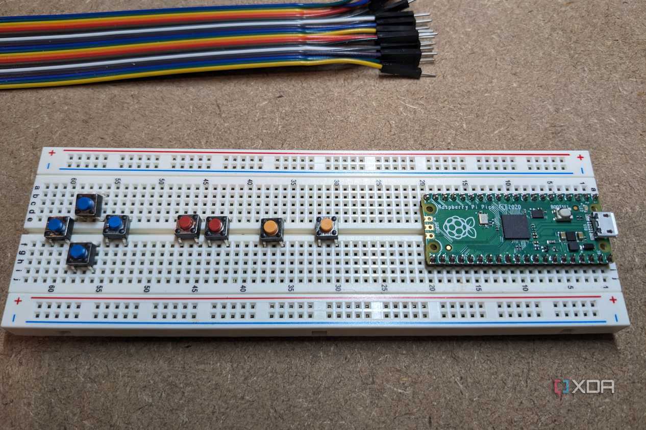 Buttons and Pico on a breadboard
